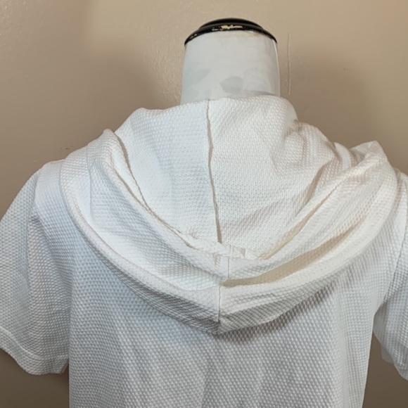 Jordan Taylor Beach White Hooded Cotton Blend Button Down Short Sleeve Coverup - Picture 7 of 11
